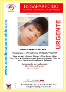 Amine Arenas Sánchez desaparecido Godella